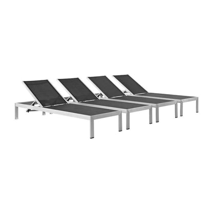 Aluminum Patio Chaise Lounge Set Of 4 With Comfortable Backrests