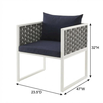 Aluminum Outdoor Patio Dining Armchair Set Of 2 With Cushioned Seating