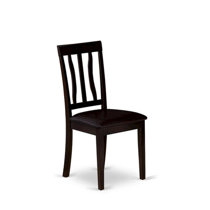 Antique Dining Chairs - Faux Leather Upholstered Wooden Chairs, Set of 2