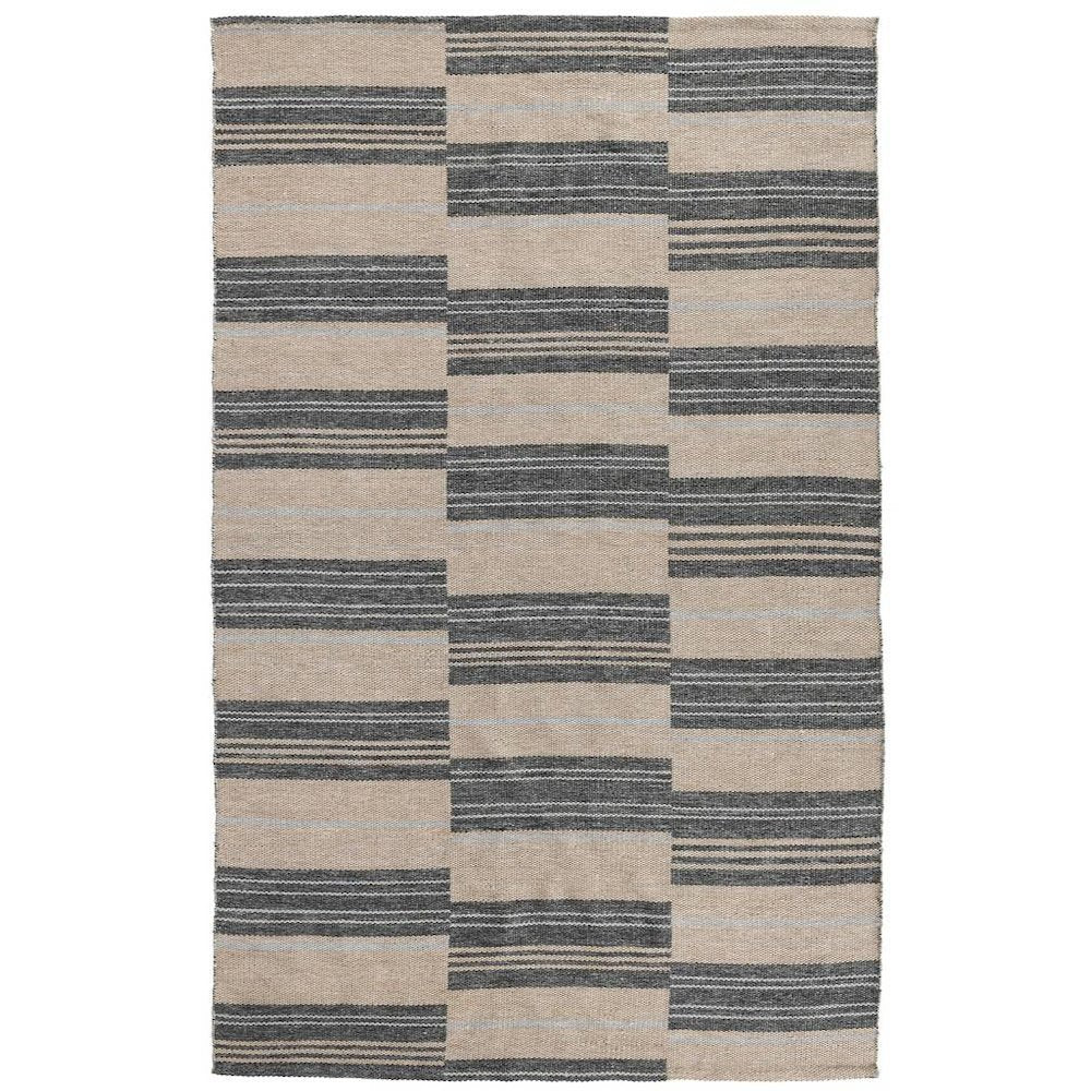Boulder 5x8 Indoor Outdoor Handwoven Stripe Charcoal Area Rug by Kosas Home