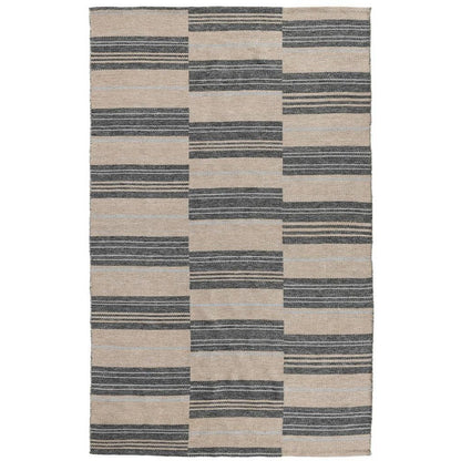 Boulder 5x8 Indoor Outdoor Handwoven Stripe Charcoal Area Rug by Kosas Home