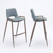 Gray Desi Modern Bar Stool Set of 2 with Plywood Frame and Polyurethane Upholstery