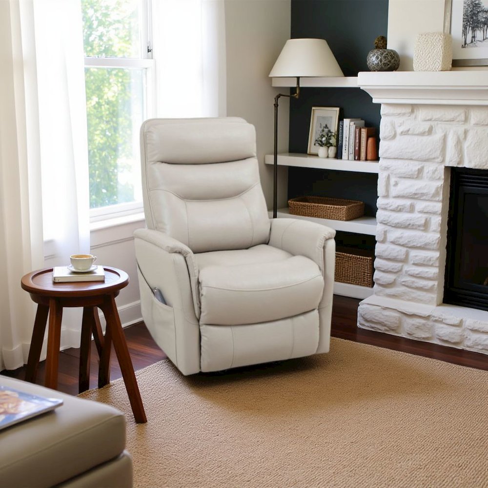 Ivory Recliner Chair with Power Lift and Articulating Headrest