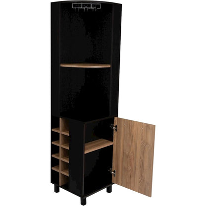 Kaia Corner Bar Cabinet Black / Pine MDF