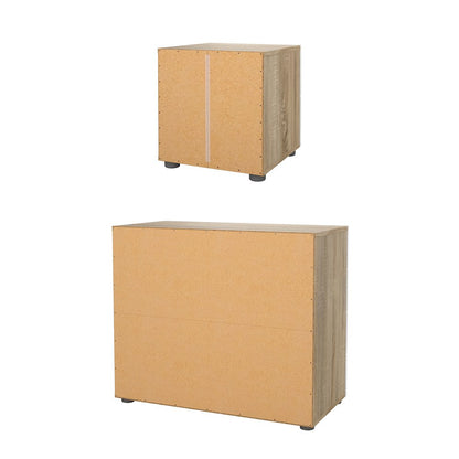 Austin 2-Piece Bedroom Set with Chest and Nightstand, Oak/White High Gloss