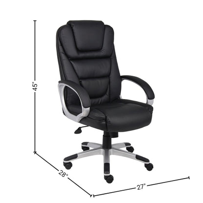 Black Leather Office Chair, Executive High Back Computer Desk Seating