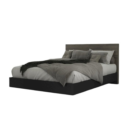 2-Piece Bedset With Bed Frame And Headboard, Queen|Bark Grey & Black
