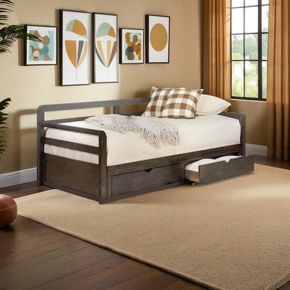 Elegant Gray Twin XL Daybed with Trundle and Storage Drawers for Versatile Use
