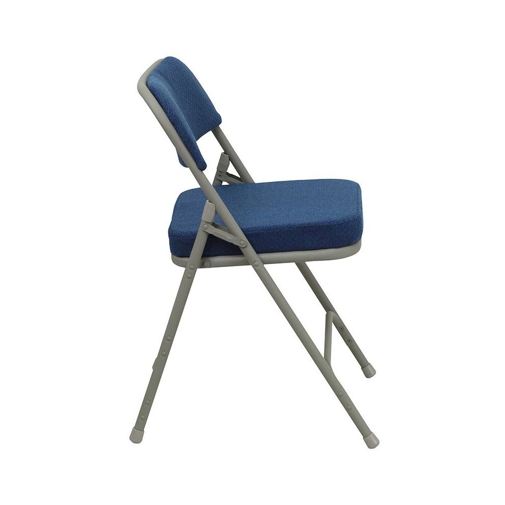 4 Pk. Triple Braced & Double Hinged Navy Fabric Metal Folding Chair