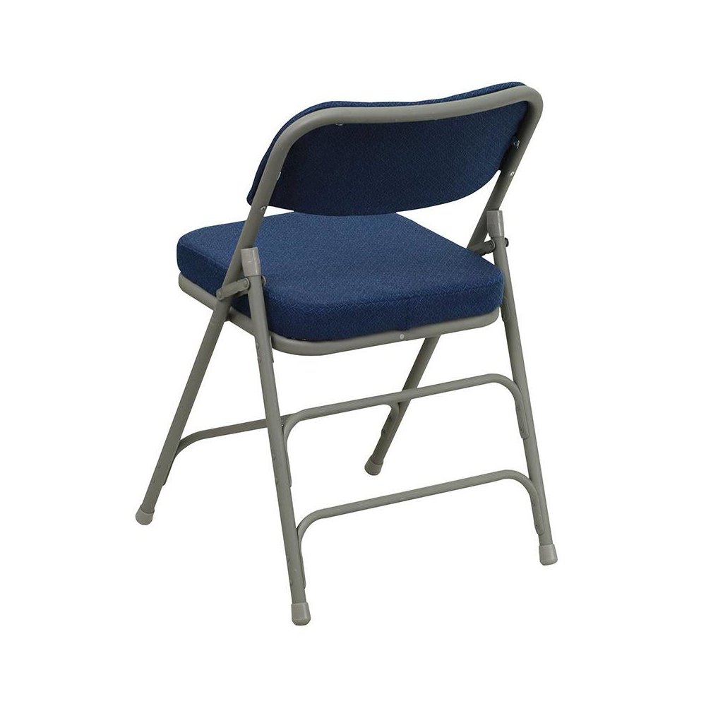 4 Pk. Triple Braced & Double Hinged Navy Fabric Metal Folding Chair