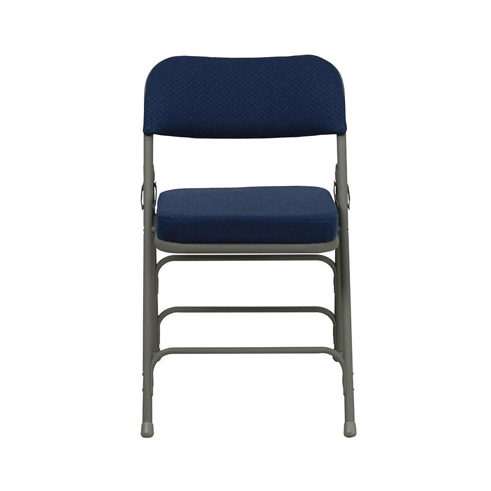 4 Pk. Triple Braced & Double Hinged Navy Fabric Metal Folding Chair