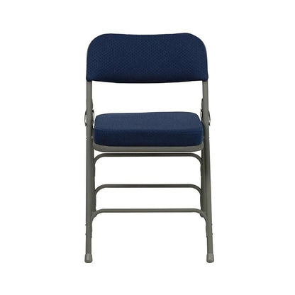 4 Pk. Triple Braced & Double Hinged Navy Fabric Metal Folding Chair