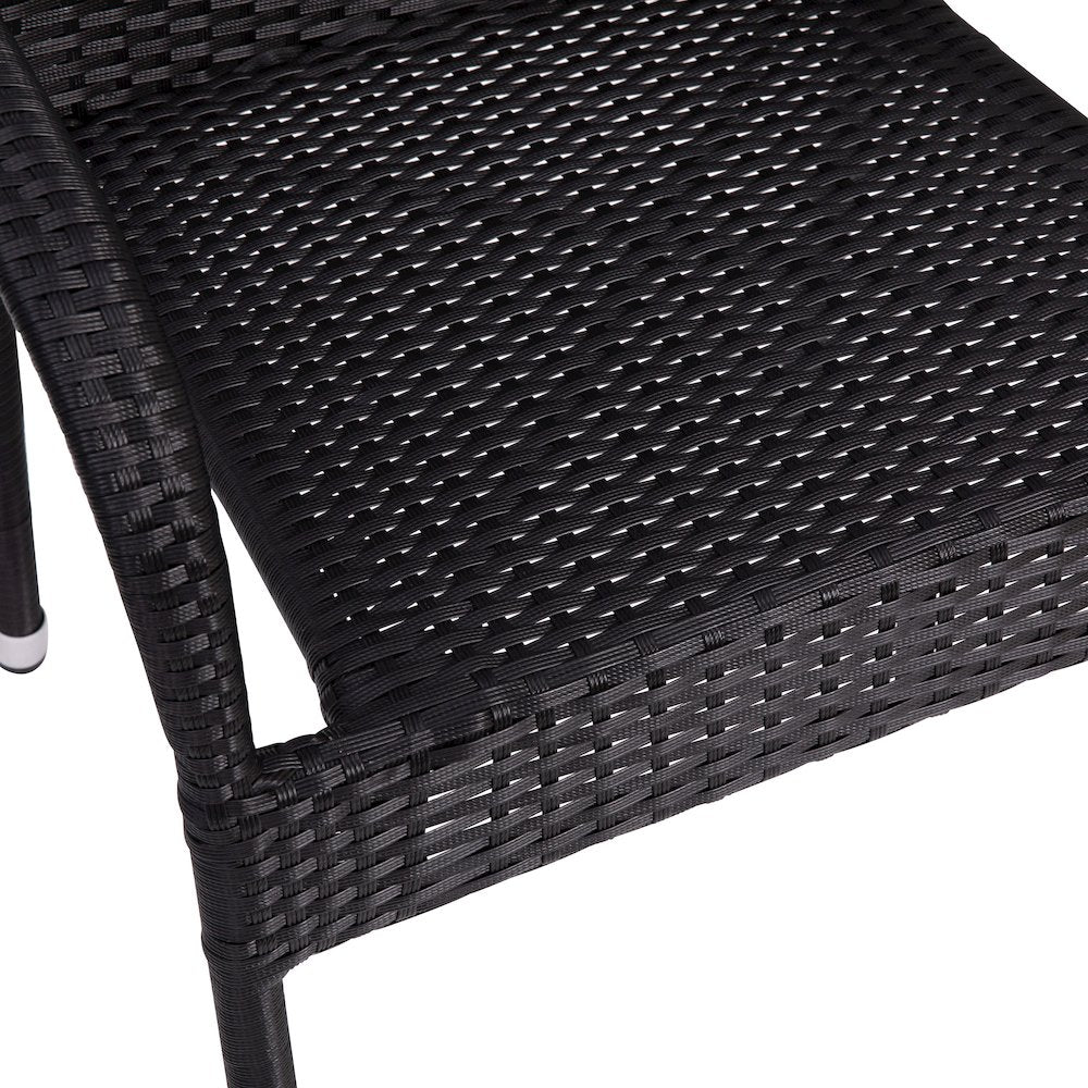 Maxim Set of 2 Stackable Indoor/Outdoor Wicker Dining Chairs with Arms - Fade & Weather-Resistant Steel Frames - Black