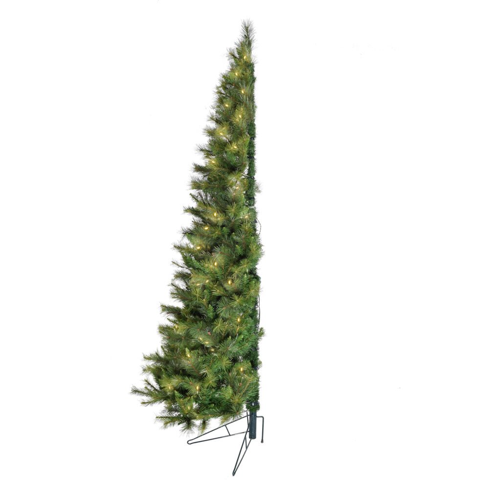 CT 7.5' Wall/Half Christmas Tree, Warm White LED Lights