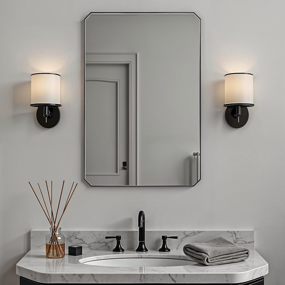 Jace 36" H x 24" W Wall Mirror, Black