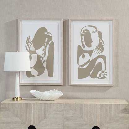 Cybel 24.1" Wide Wall Art With Wood Frame, Walnut
