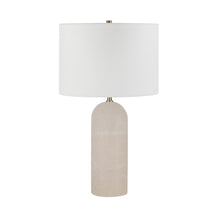 Ixia 25" Tall Plated Antique Brushed Brass Iron Table Lamp With Drum Linen Shade