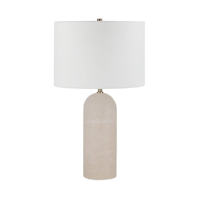 Ixia 25" Tall Plated Antique Brushed Brass Iron Table Lamp With Drum Linen Shade
