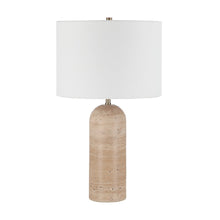 25" Tall Plated Antique Brushed Brass Iron Table Lamp With Drum Linen Shade