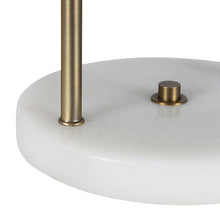 11.75" Tall Dark Antique Brushed Brass Iron Table Lamp with Round Glass Shade