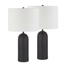 Augusta 25" Tall Black Resin Table Lamp With Drum Linen Shade (Set Of 2)