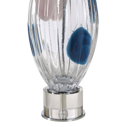 Luxor 30.0" Height Table Lamps, Clear And Blue