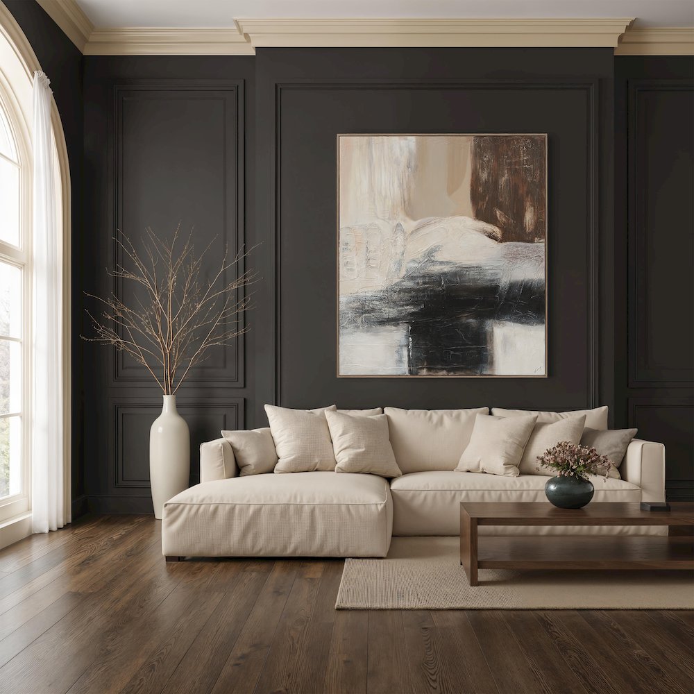 Cane 60" Wide Canvas Art with Wood Frame, Medium Walnut