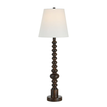 Famar 37" Tall Black Marble Resin Table Lamp with Tapered Linen Shade