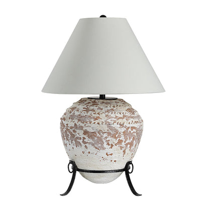 Silis 29.5" Height Table Lamps, Textured Ceramic (Off White And Brown)