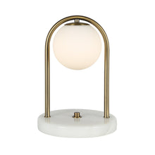 11.75" Tall Dark Antique Brushed Brass Iron Table Lamp with Round Glass Shade