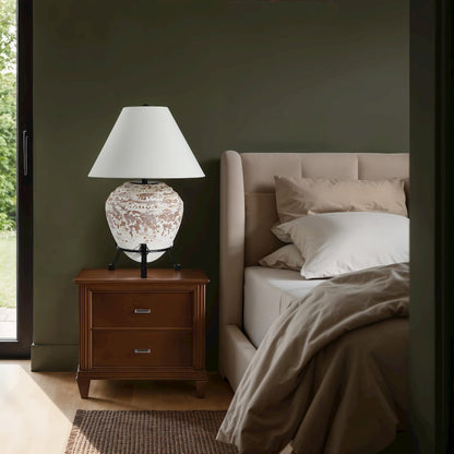 Silis 29.5" Height Table Lamps, Textured Ceramic (Off White And Brown)