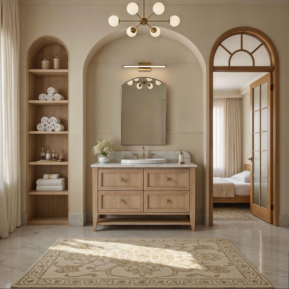 Clarisse 36" Tall Arch Mirror, Aged Brass