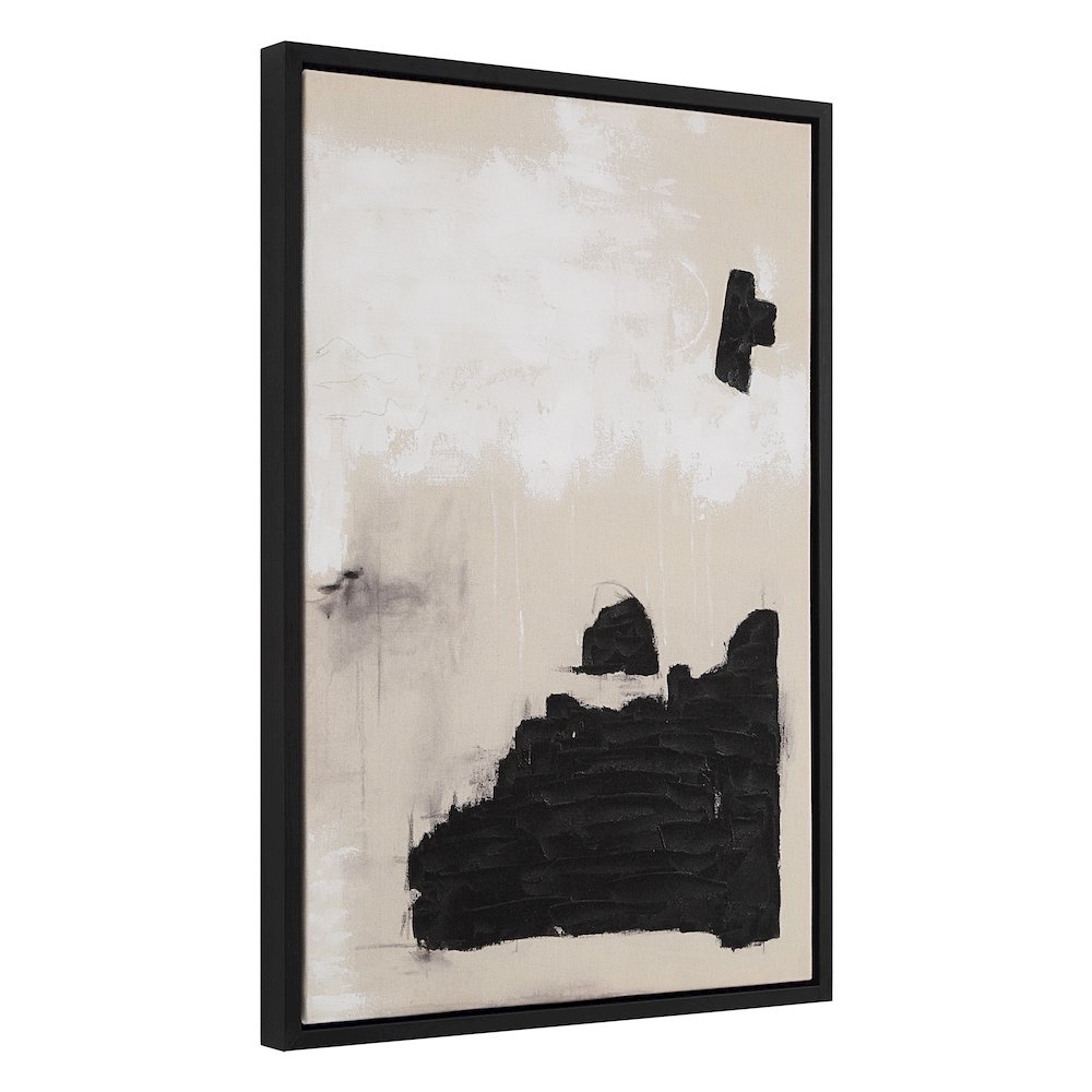 Asia 24" Wide Canvas Art With Wood Frame, Painted Black