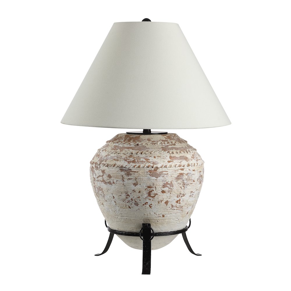 Silis 29.5" Height Table Lamps, Textured Ceramic (Off White And Brown)