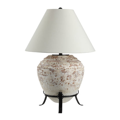 Silis 29.5" Height Table Lamps, Textured Ceramic (Off White And Brown)