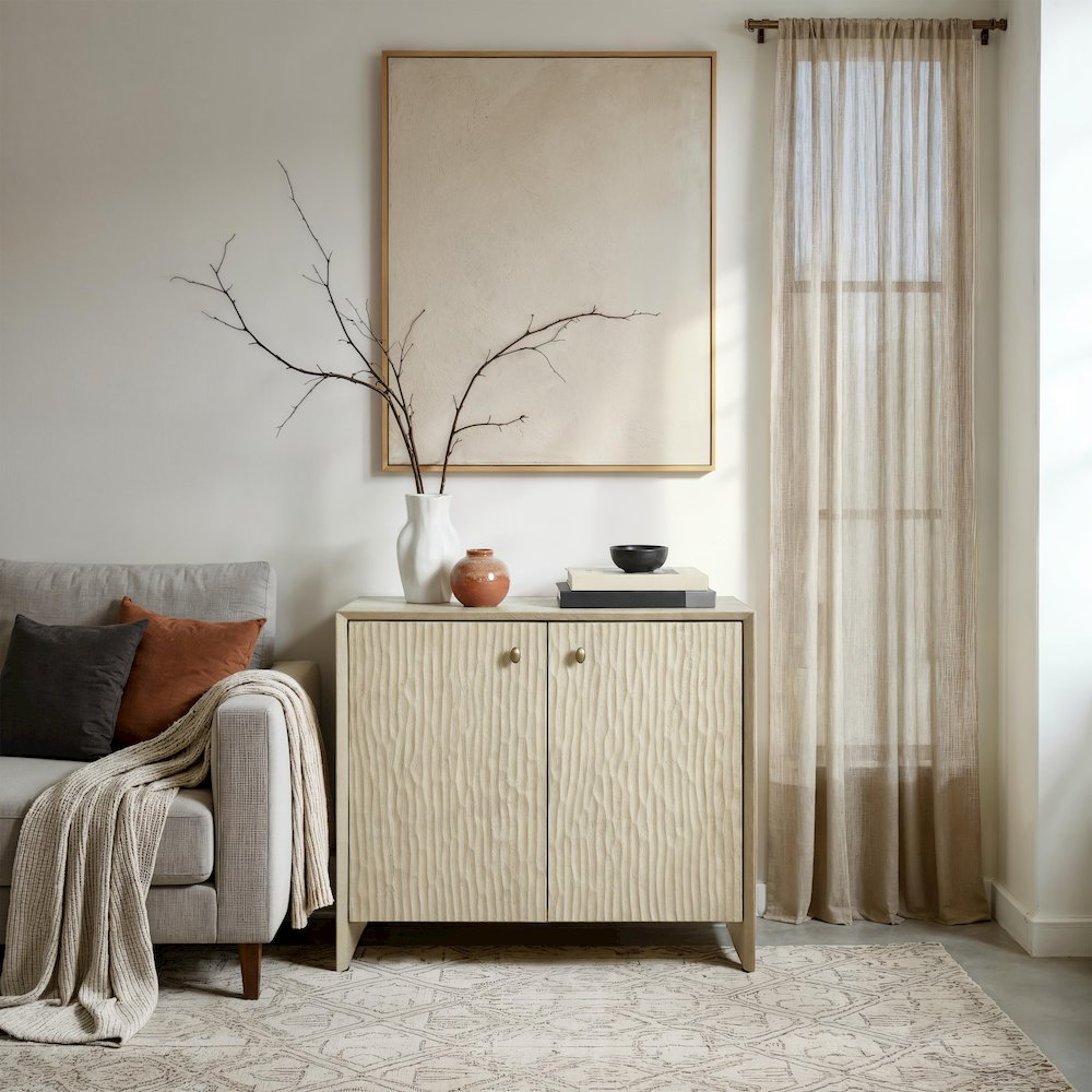 Aida Indoor Mango Wood Cabinet, Beige