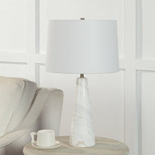 25" Tall Plated Antique Brushed Brass Iron Table Lamp With Tapered Linen Shade