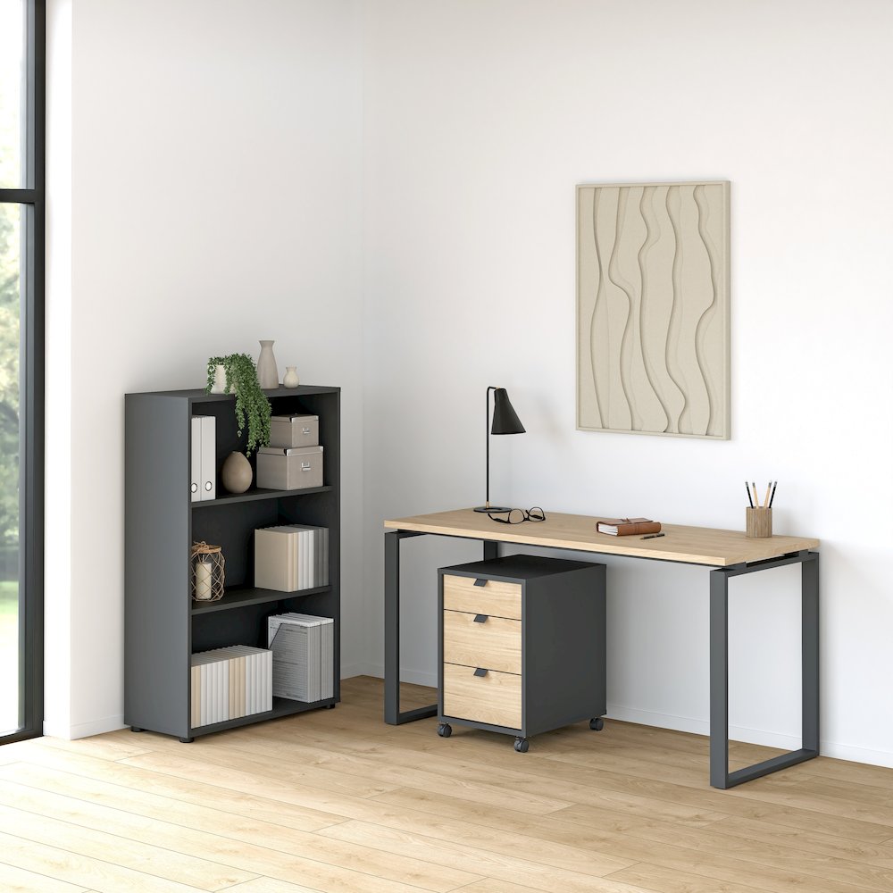 Sign 3-Piece Home Office Set with Desk, Bookcase and Mobile Storage