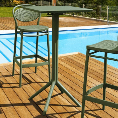 Sky Square Folding Bar Table 24 inch Olive Green