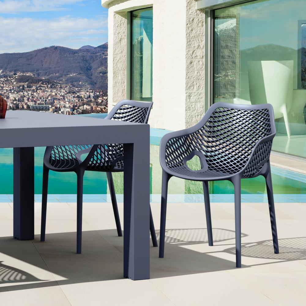 Air XL Extension Dining Set 5 Piece Dark Gray