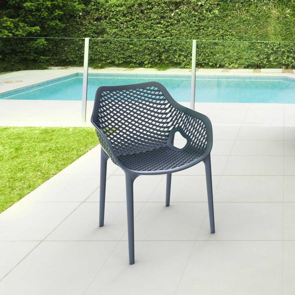 Outdoor Dining Arm Chair, Set of 2, Dark Gray, Belen Kox
