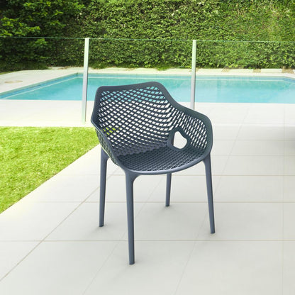 Outdoor Dining Arm Chair, Set of 2, Dark Gray, Belen Kox