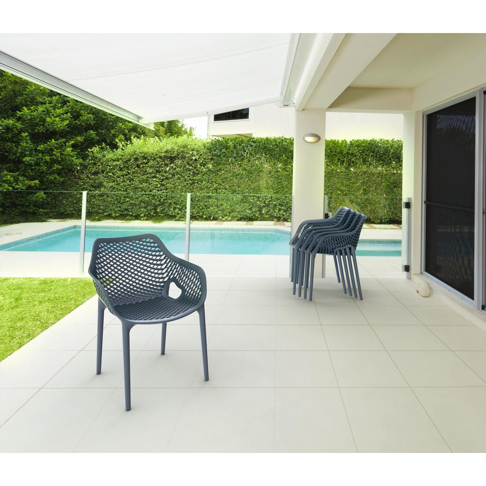 Outdoor Dining Arm Chair, Set of 2, Dark Gray, Belen Kox