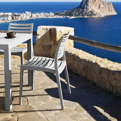 Ares Outdoor Dining Chair Silver Gray, Set of 2