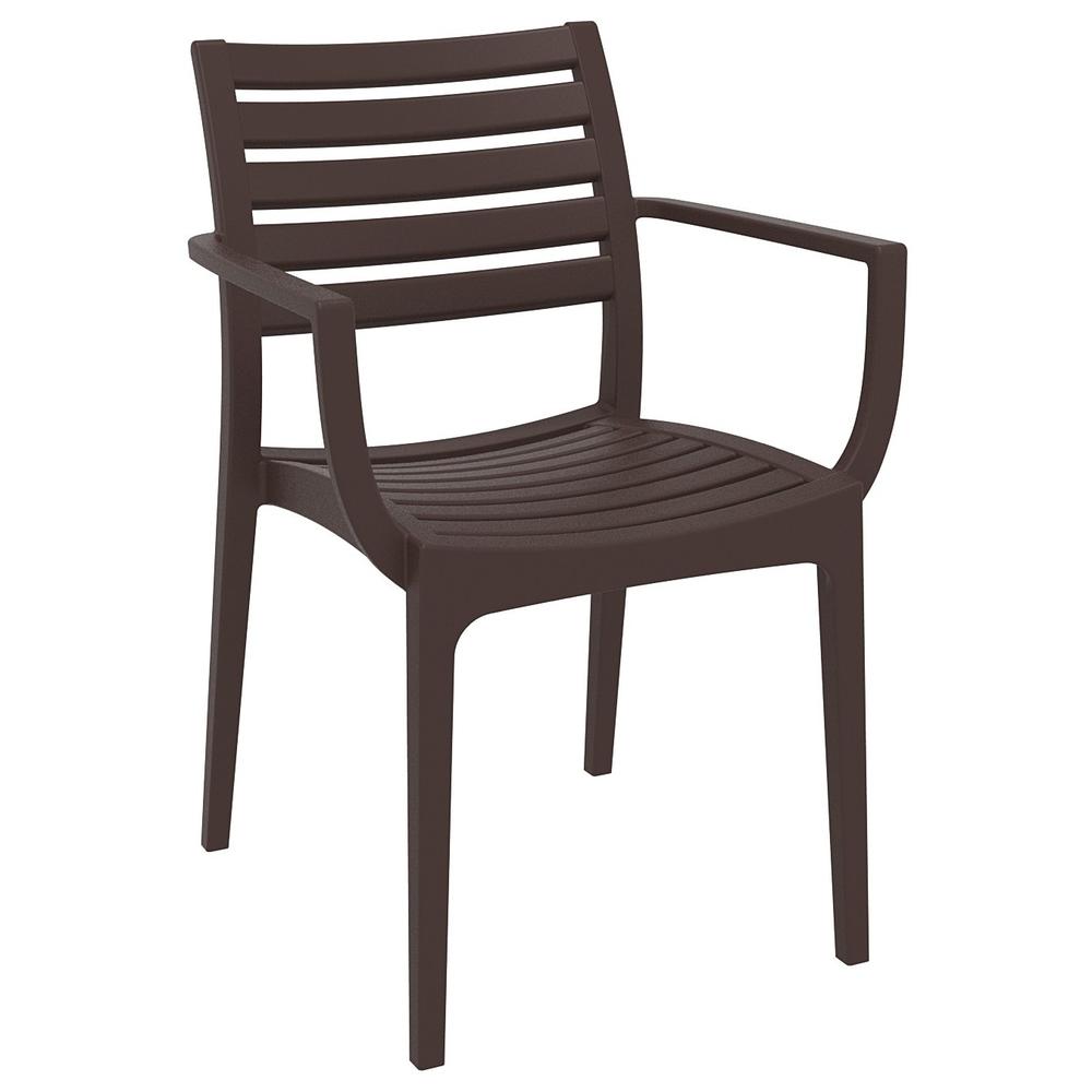 Artemis Outdoor Dining Arm Chair Brown, Set of 2
