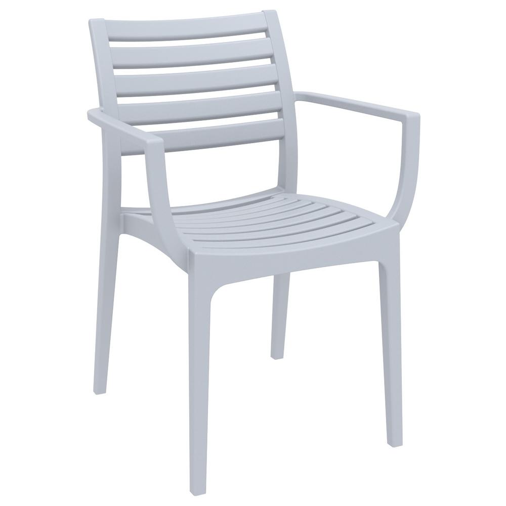 Artemis Outdoor Dining Arm Chair Silver Gray, Set of 2
