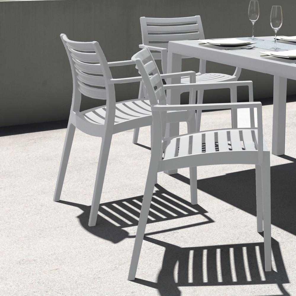 Artemis Outdoor Dining Arm Chair Silver Gray, Set of 2