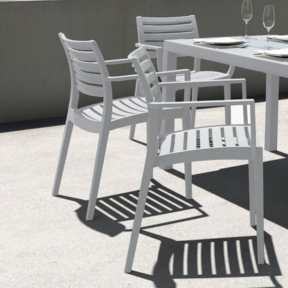 Artemis Outdoor Dining Arm Chair Silver Gray, Set of 2