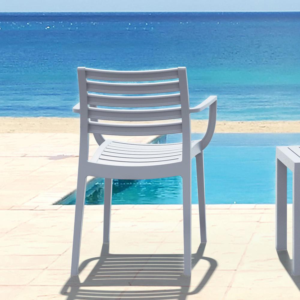 Artemis Outdoor Dining Arm Chair Silver Gray, Set of 2