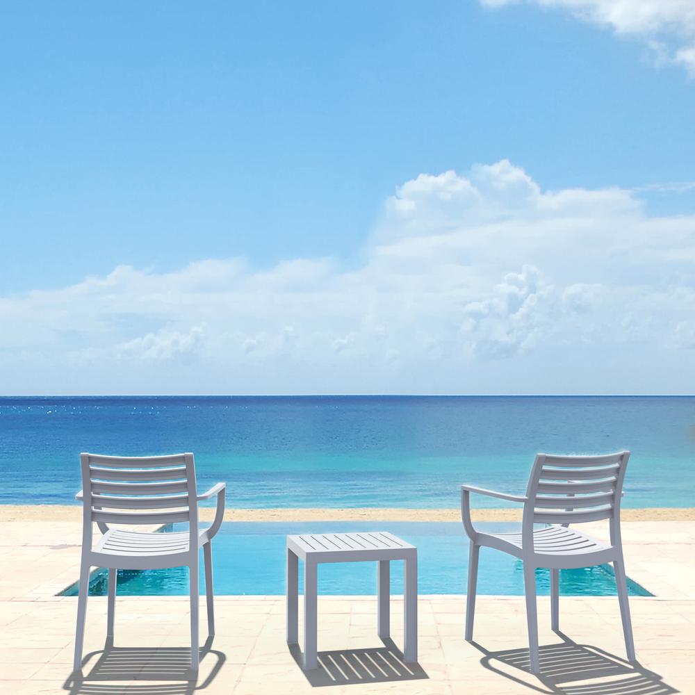 Artemis Outdoor Dining Arm Chair Silver Gray, Set of 2